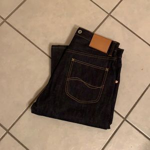 SOLD Custom 33x36 jeans 17oz, Japan Selvedge Lee101B tribute Iron Clad heart